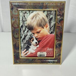 Fetco International Photo Picture Frame 5x7 Print Peacock Feather gold trim NEW